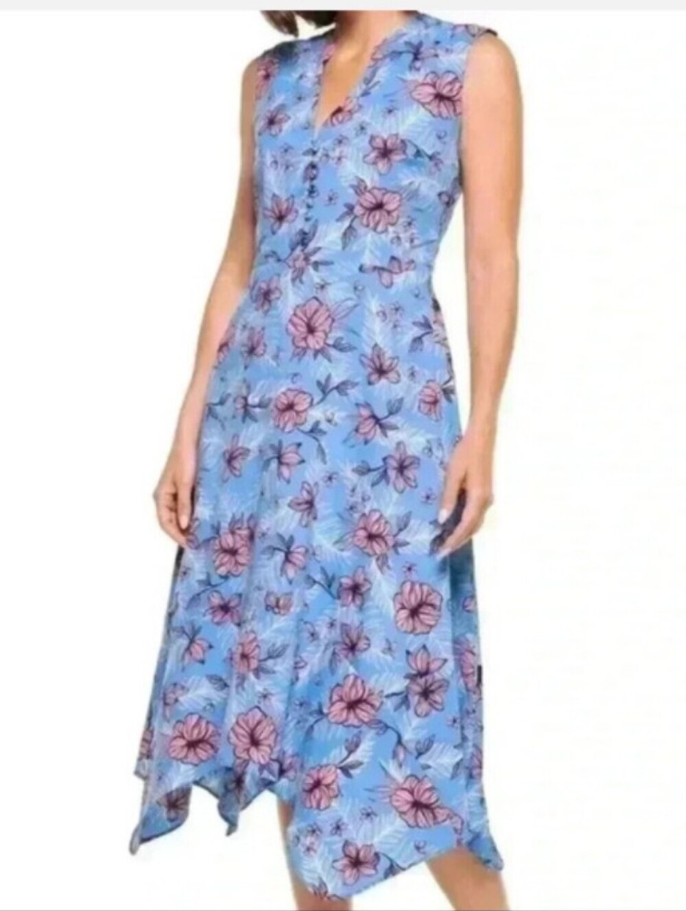 Coolibar Monroe Button Front Tropical Daze Maxi Dress Size Large NWT!
